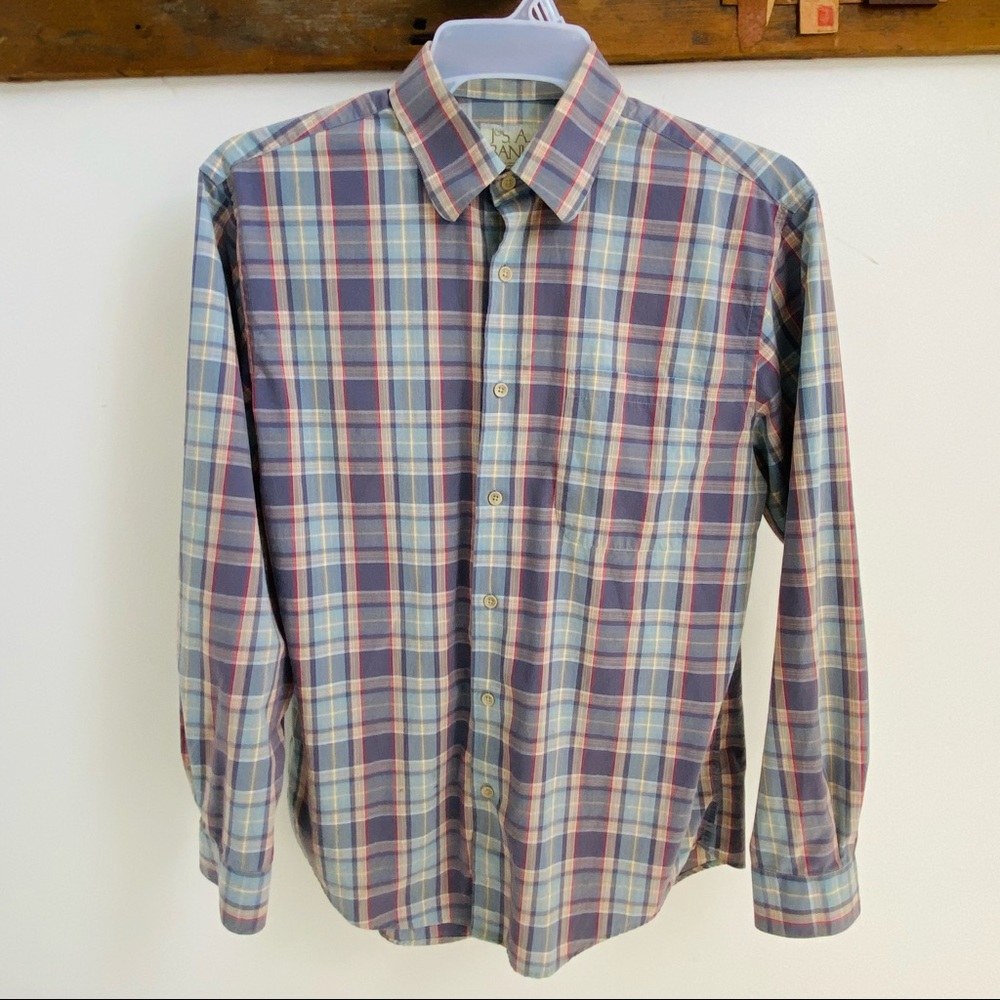 Plaid button down dress shirt (size M)